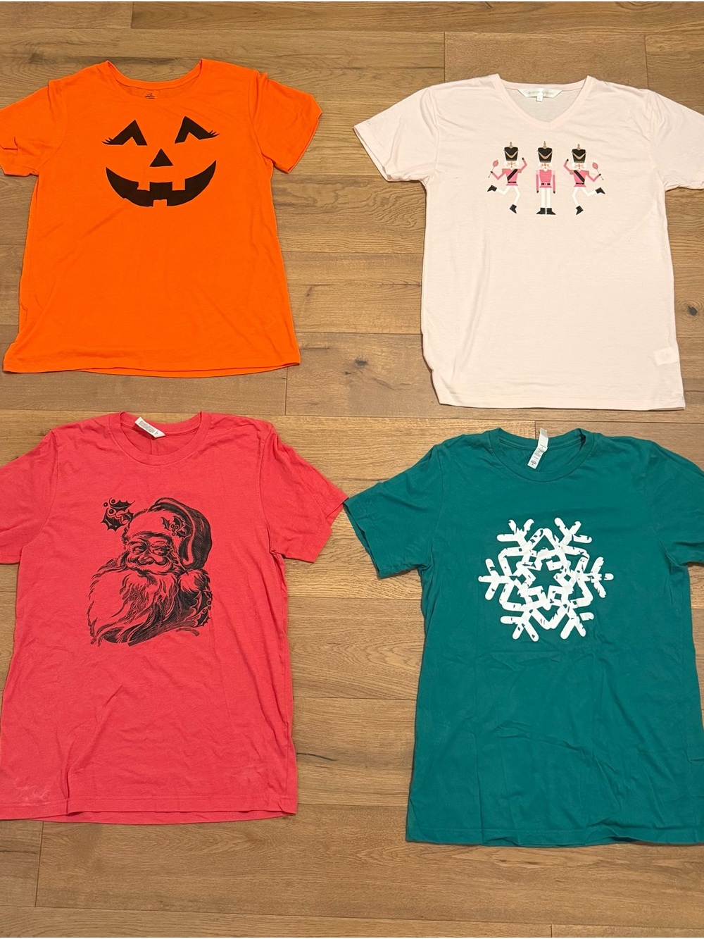 Holiday T-Shirts Bundle- Halloween, Nutcracker, Santa, Snowflake themed shirts
